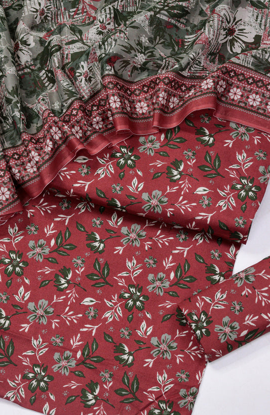 Bin Saeed Printed Lawn Unstitched 3 Piece Suit - Design-28 - BS26PR - Red - Summer Collection