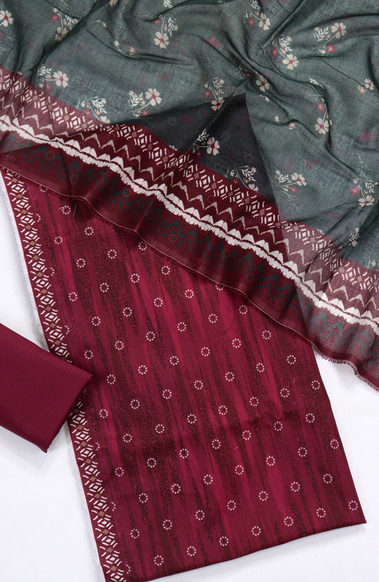 Bin Saeed Printed Lawn Unstitched 3 Piece Suit - D-04 - BS26PR - Red - Summer Collection