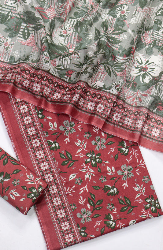 Bin Saeed Printed Lawn Unstitched 3 Piece Suit - Design-28 - BS26PR - Red - Summer Collection