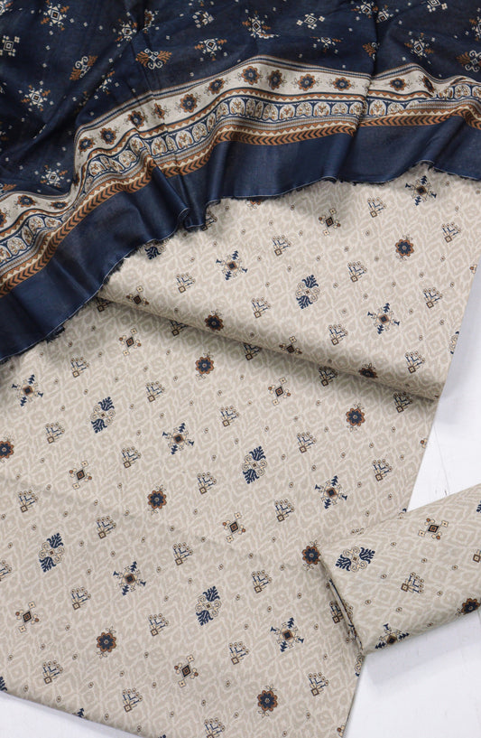Bin Saeed Printed Lawn Unstitched 3 Piece Suit - Design-03 - BS26PR - Beige - Summer Collection