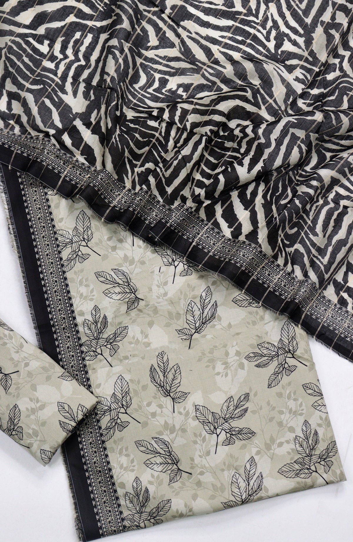 Bin Saeed Printed Lawn Unstitched 3 Piece Suit - Design-10 - BS26PR - Green Black - Summer Collection