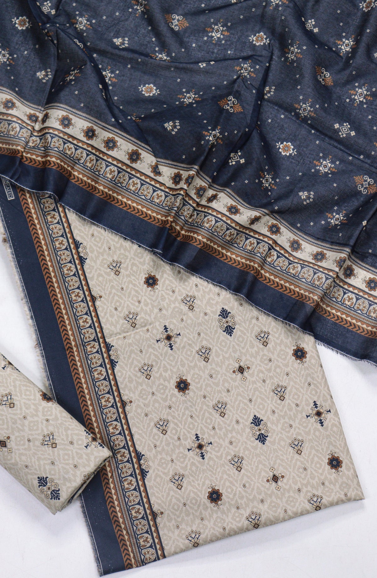 Bin Saeed Printed Lawn Unstitched 3 Piece Suit - Design-03 - BS26PR - Beige - Summer Collection