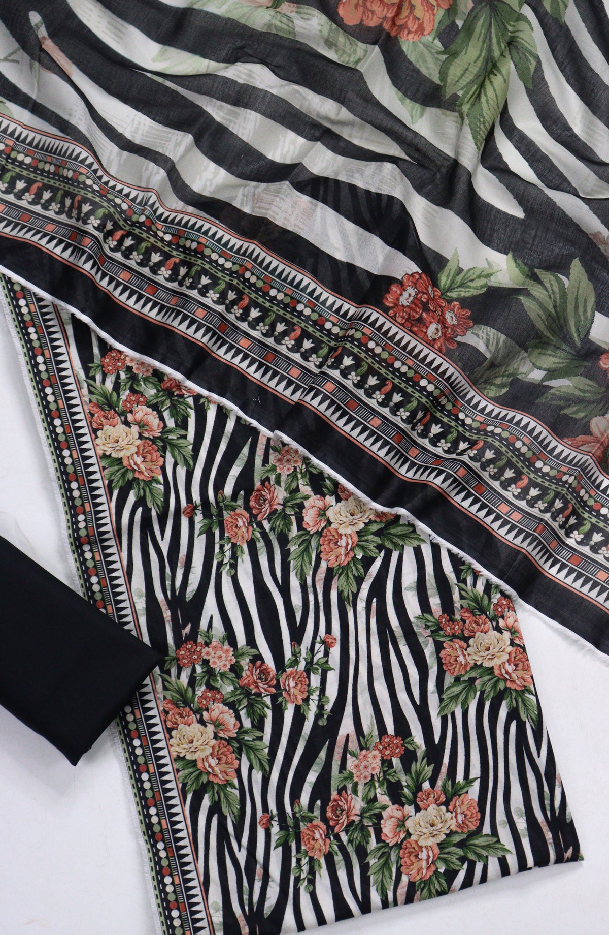 Bin Saeed Printed Lawn Unstitched 3 Piece Suit - D-03 - BS26PR - Black - Summer Collection