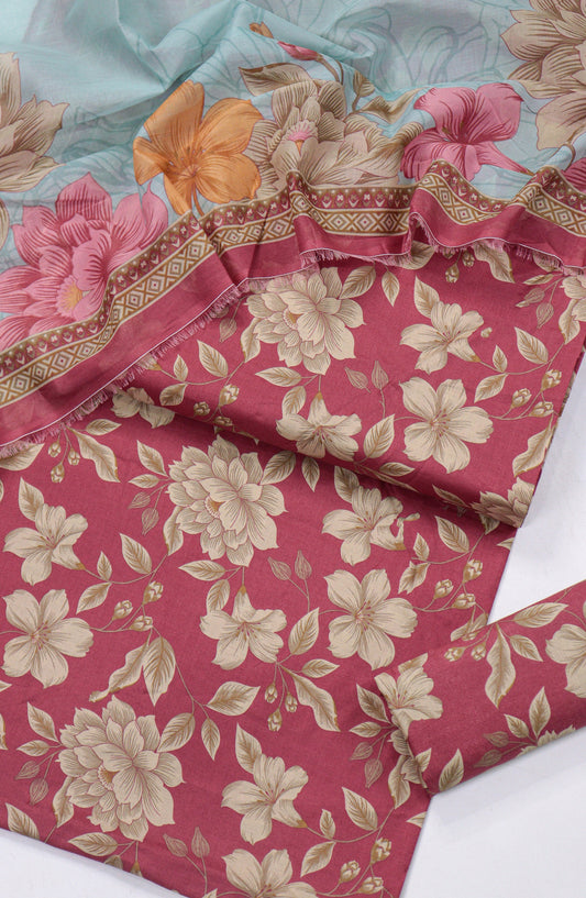 Bin Saeed Printed Lawn Unstitched 3 Piece Suit - Design-26 - BS26PR - Pink - Summer Collection