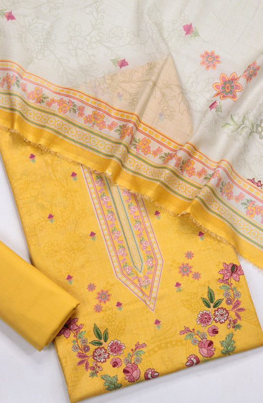 Bin Saeed Printed Lawn Unstitched 3 Piece Suit - Design-09 - BS26PR - Yellow - Summer Collection