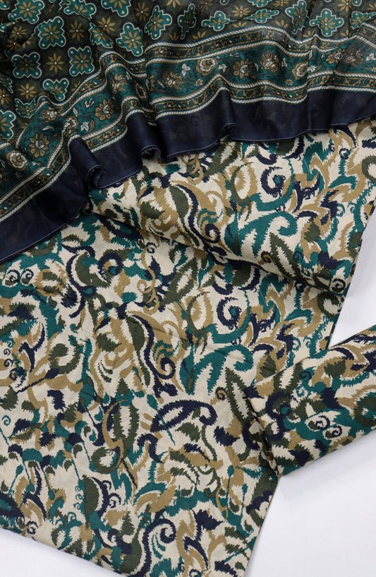 Bin Saeed Printed Lawn Unstitched 3 Piece Suit - Design-25 - BS26PR - Green - Summer Collection