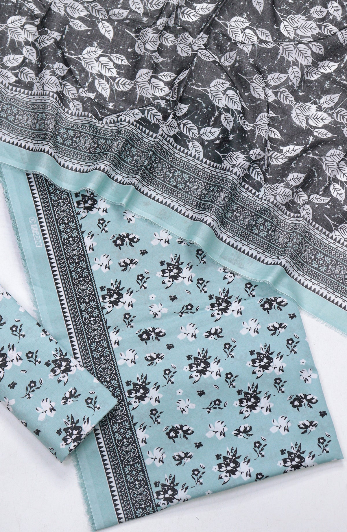 Bin Saeed Printed Lawn Unstitched 3 Piece Suit - Design-01 - BS26PR - Blue - Summer Collection