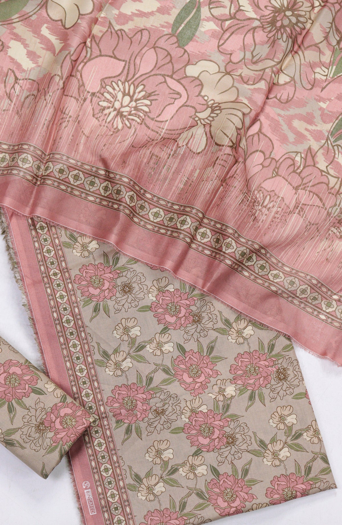 Bin Saeed Printed Lawn Unstitched 3 Piece Suit - Design-23 - BS26PR - Pink - Summer Collection