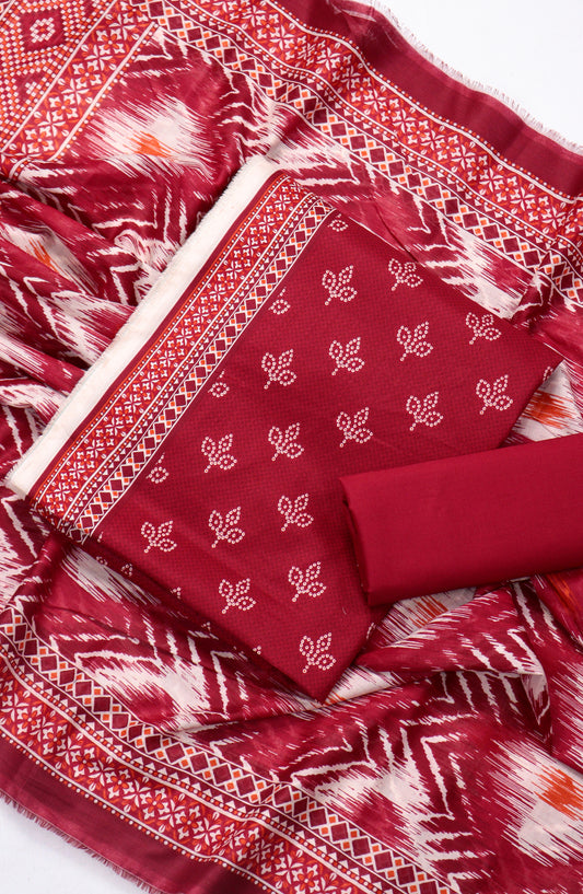 Bin Saeed Printed Lawn Unstitched 3 Piece Suit - Design-05 - BS26PR - Red - Summer Collection