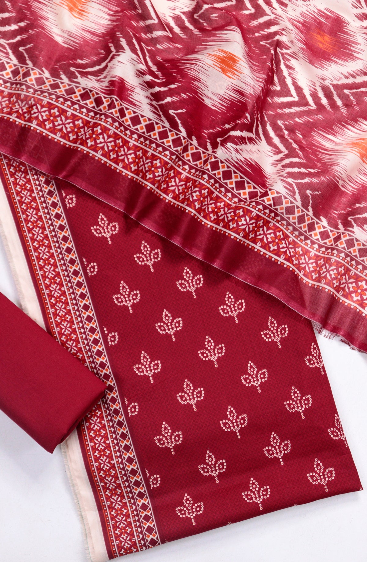 Bin Saeed Printed Lawn Unstitched 3 Piece Suit - Design-05 - BS26PR - Red - Summer Collection