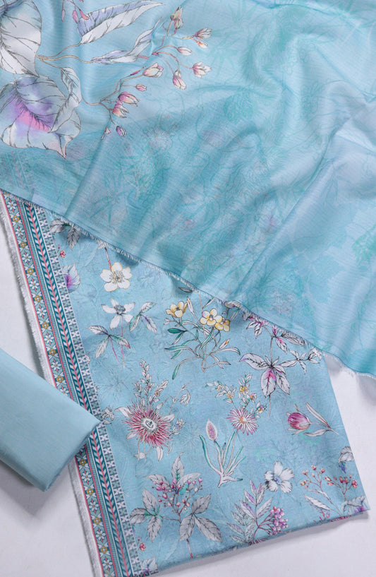 Bin Saeed Printed Lawn Unstitched 3 Piece Suit - Design-08 - BS26PR - Blue - Summer Collection