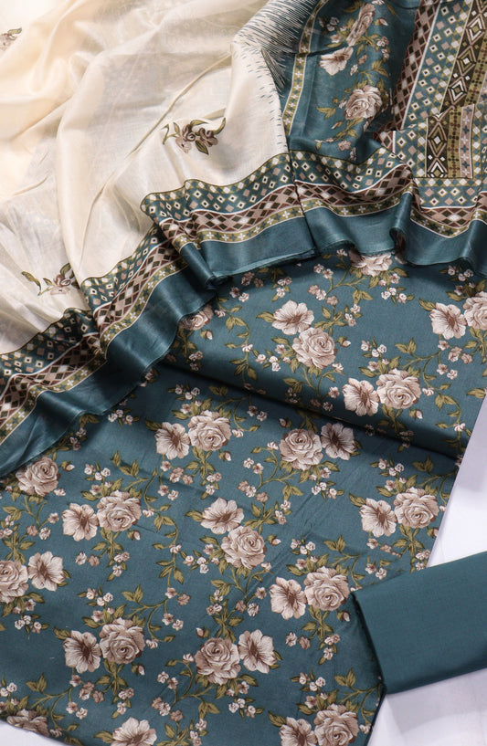 Bin Saeed Printed Lawn Unstitched 3 Piece Suit - Design-07 - BS26PR - Green - Summer Collection