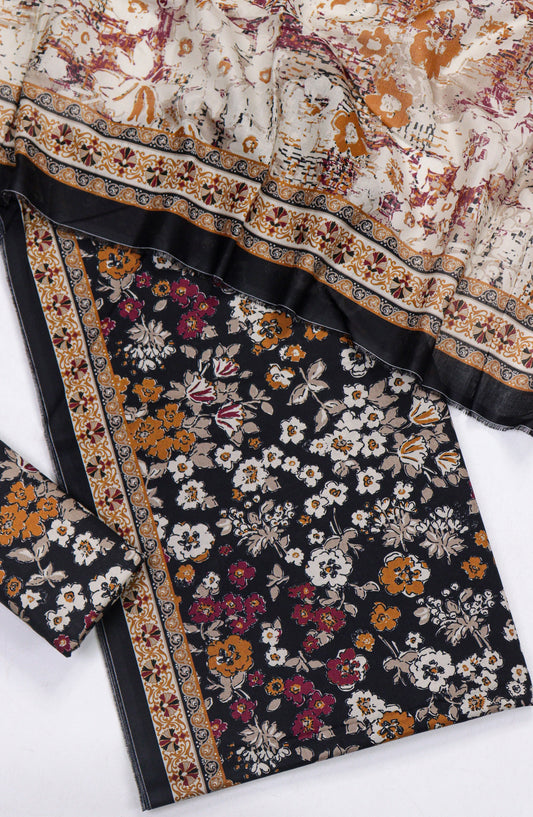 Bin Saeed Printed Lawn Unstitched 3 Piece Suit - Design-21 - BS26PR - Black - Summer Collection