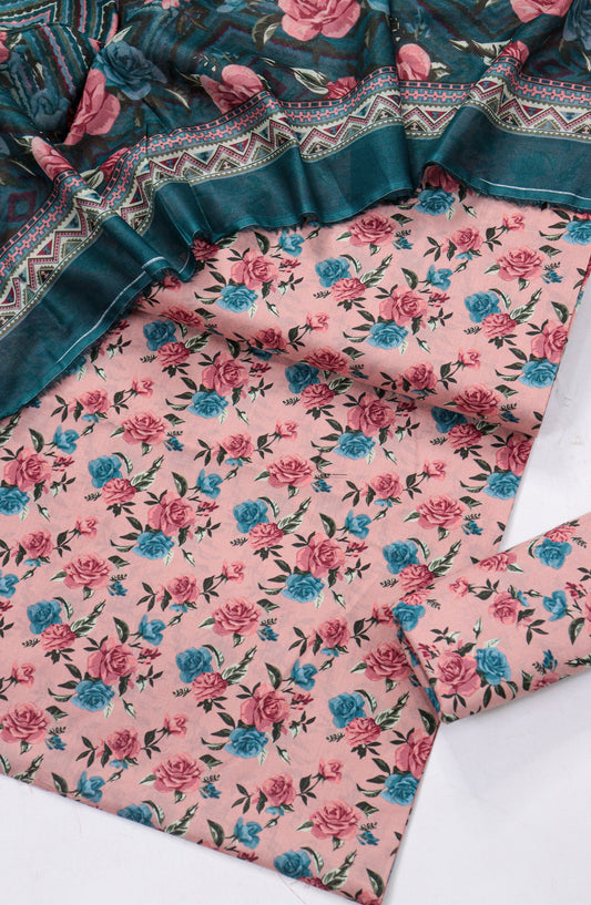 Bin Saeed Printed Lawn Unstitched 3 Piece Suit - Design-20 - BS26PR - Pink - Summer Collection