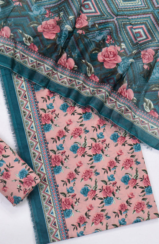 Bin Saeed Printed Lawn Unstitched 3 Piece Suit - Design-20 - BS26PR - Pink - Summer Collection