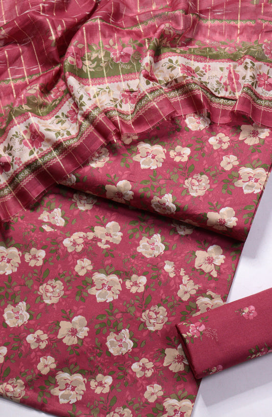 Bin Saeed Printed Lawn Unstitched 3 Piece Suit - Design-05 - BS26PR - Red - Summer Collection