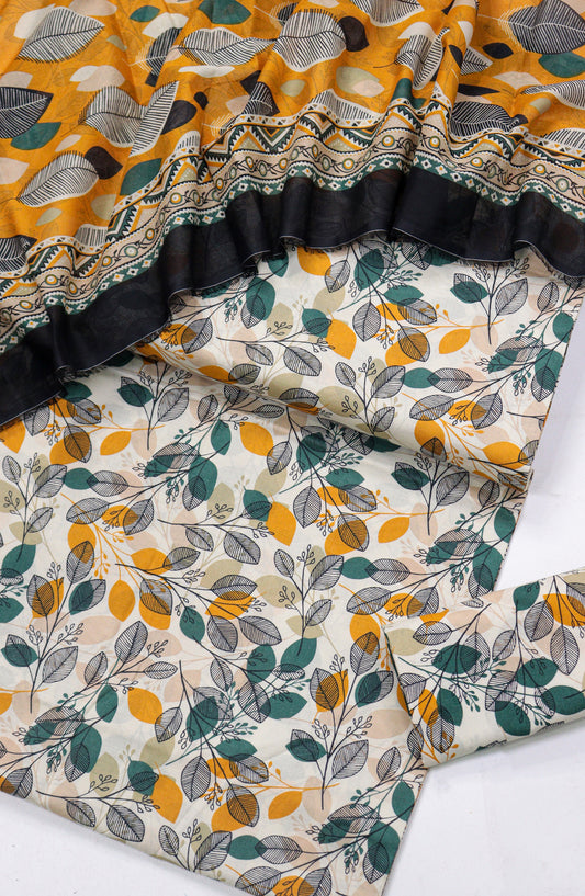 Bin Saeed Printed Lawn Unstitched 3 Piece Suit - Design-19 - BS26PR - Orange - Summer Collection