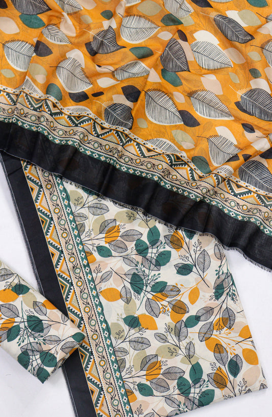 Bin Saeed Printed Lawn Unstitched 3 Piece Suit - Design-19 - BS26PR - Orange - Summer Collection