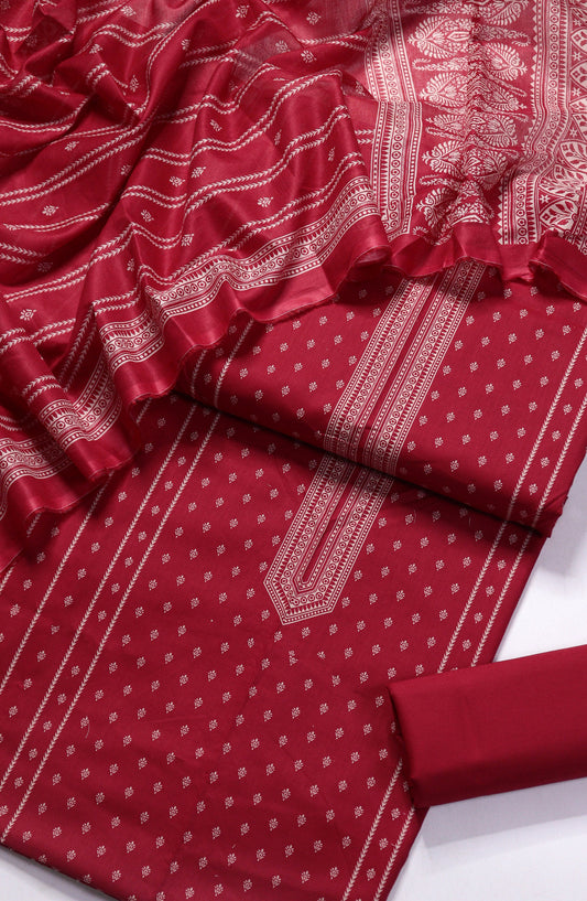 Bin Saeed Printed Lawn Unstitched 3 Piece Suit - Design-04 - BS26PR - Red - Summer Collection