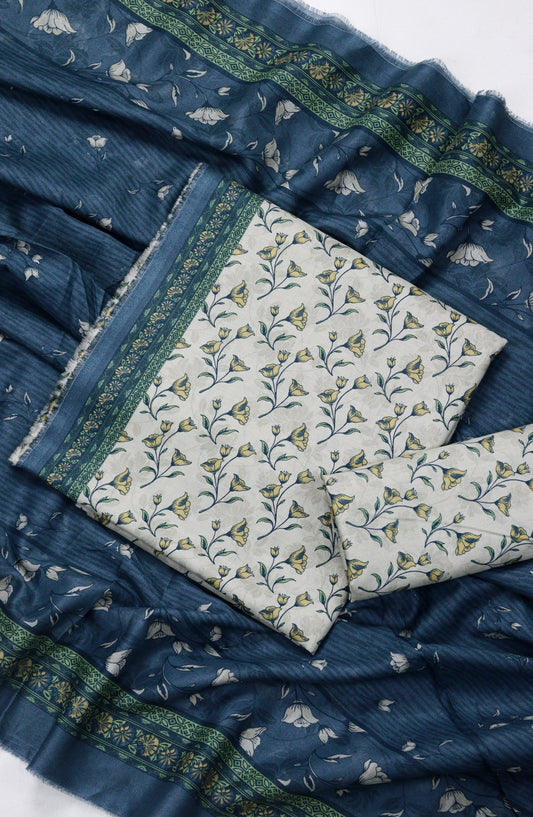 Bin Saeed Printed Lawn Unstitched 3 Piece Suit - Design-01 - BS26PR - Blue - Summer Collection