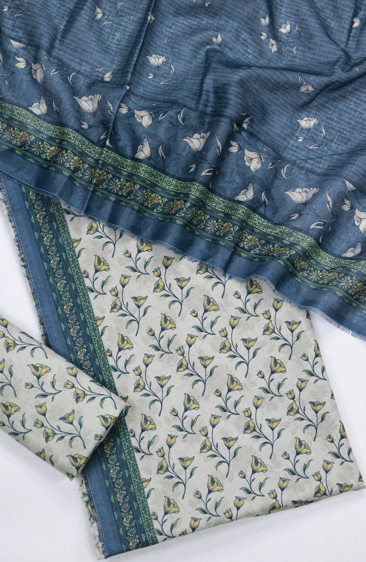 Bin Saeed Printed Lawn Unstitched 3 Piece Suit - Design-01 - BS26PR - Blue - Summer Collection