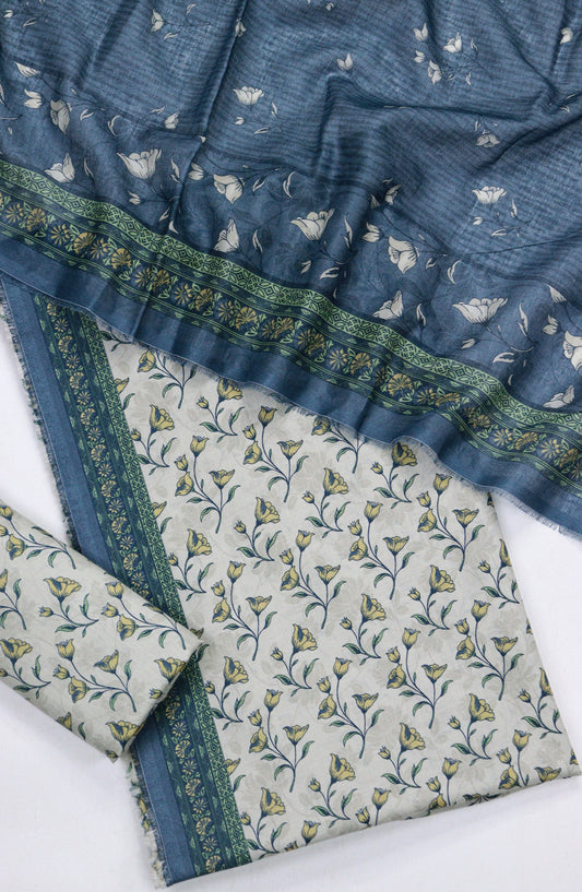 Bin Saeed Printed Lawn Unstitched 3 Piece Suit - Design-01 - BS26PR - Blue - Summer Collection