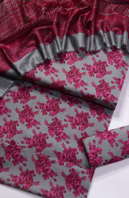 Bin Saeed Printed Lawn Unstitched 3 Piece Suit - Design-02 - BS26PR - Pink - Summer Collection