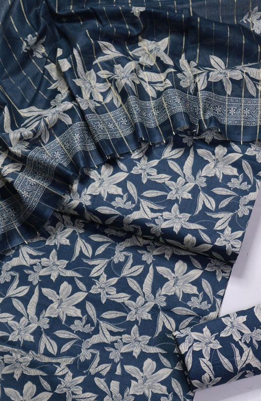 Bin Saeed Printed Lawn Unstitched 3 Piece Suit - Design-01 - BS26PR - Blue - Summer Collection