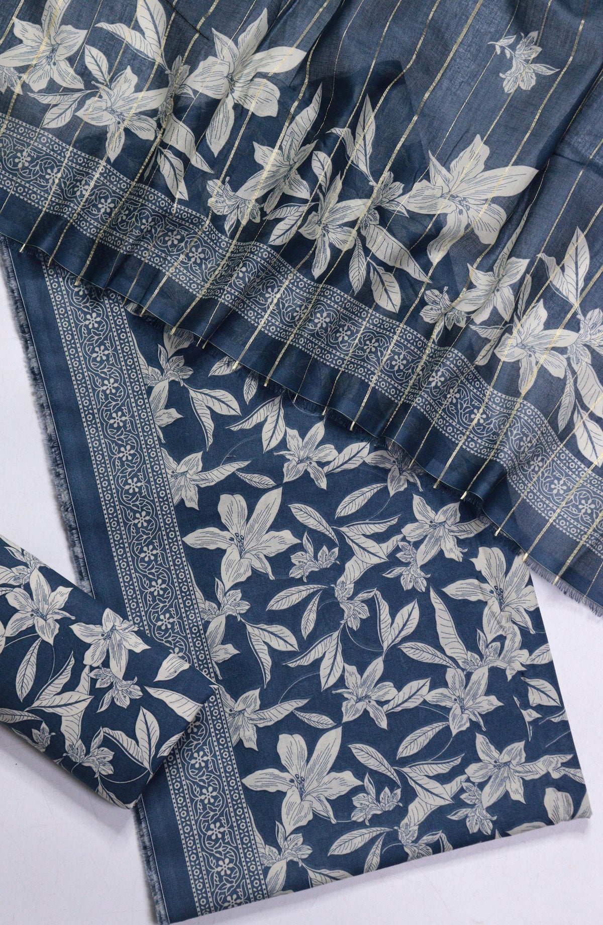 Bin Saeed Printed Lawn Unstitched 3 Piece Suit - Design-01 - BS26PR - Blue - Summer Collection