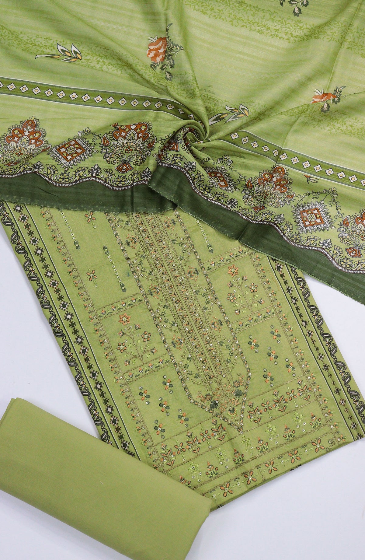 Bisma by Amna Khadija Embroidered Lawn Unstitched 3 Piece Suit - AM25BSM - D-06 - Green - Summer Collection