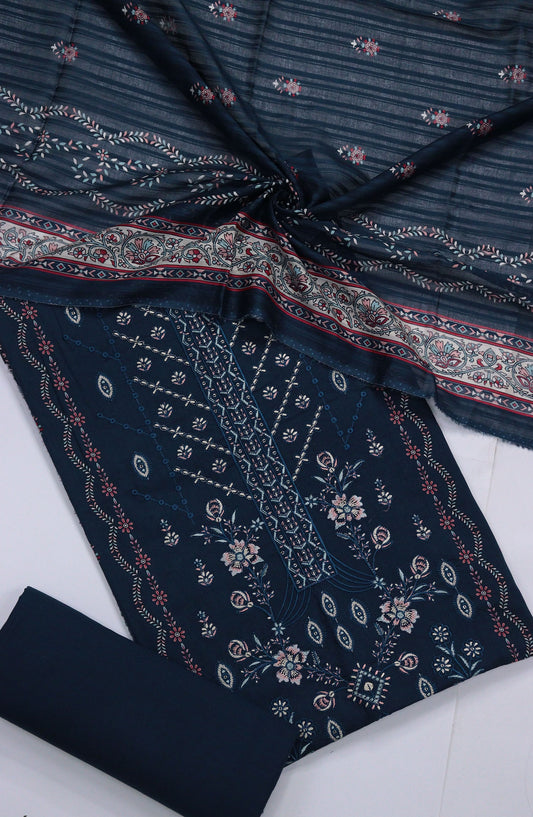 Bisma by Amna Khadija Embroidered Lawn Unstitched 3 Piece Suit - AM25BSM - D-01 - Blue - Summer Collection