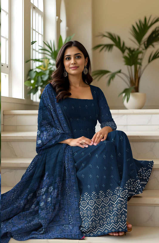 Bismal Festive Embroidered Peach Shiflee Unstitched 3 Piece Suit - Design-05 - BSM25PS - Blue - Winter Collection