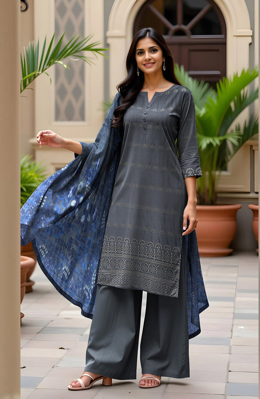 Bismal Festive Embroidered Peach Shiflee Unstitched 3 Piece Suit - Design-08 - BSM25PS - Blue - Winter Collection