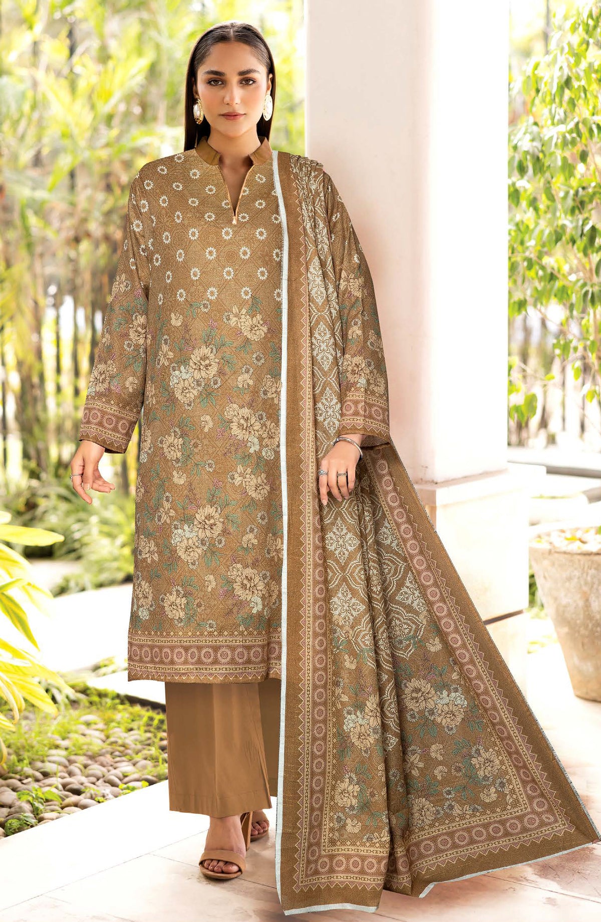 Bismil by Johra Printed Lawn Unstitched 3 Piece Suit - JH-1527 - JH25BSML - Beige - Casual Collection