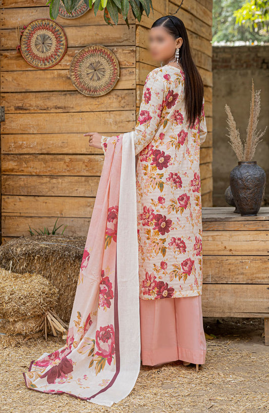 Bloom Embroidered Doriya Lawn Unstitched 3 Piece Suit - Design-05 - AK25BLO5 - Pink - Summer Collection