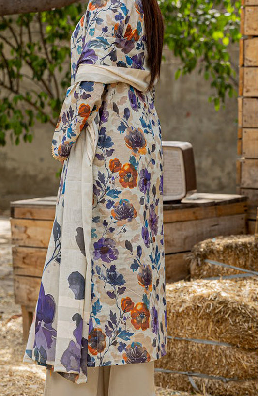 Bloom Embroidered Doriya Lawn Unstitched 3 Piece Suit - Design-03 - AK25BLO5 - Blue - Summer Collection