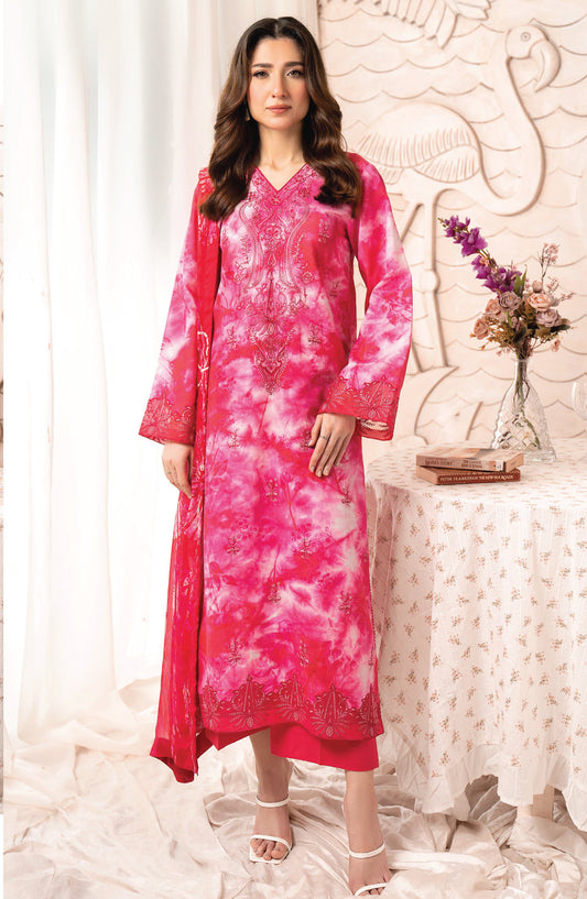 Blossom by Sanam Saeed Embroidered Lawn Unstitched 3 Piece Suit - D-09 - AK26BLM - Pink - Summer Collection