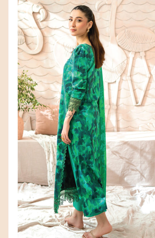 Blossom by Sanam Saeed Embroidered Lawn Unstitched 3 Piece Suit - D-08 - AK26BLM - Green - Summer Collection
