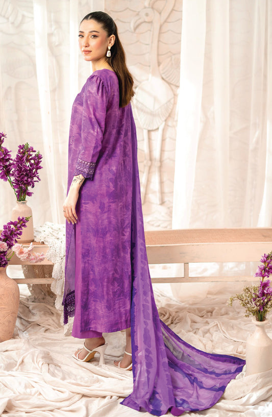 Blossom by Sanam Saeed Embroidered Lawn Unstitched 3 Piece Suit - D-03 - AK26BLM - Purple - Summer Collection