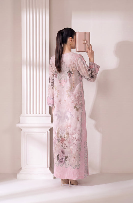 Boho by Amna Khadija Printed D Crepe Stitched Kaftan - AKPB-02 - AM26BOH - Light Pink - Summer Collection