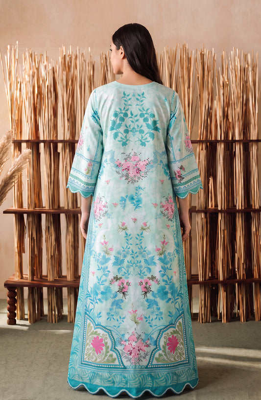 Boho by Amna Khadija Printed D Crepe Stitched Kaftan - AKPB-07 - AM26BOH - Ferozi - Summer Collection