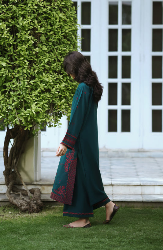 Breathe by Casual Lite Embroidered Cotton Cambric Stitched 3 Piece Suit - 01 Saoirse Tide - CL26BRTH - Teal - Summer Collection