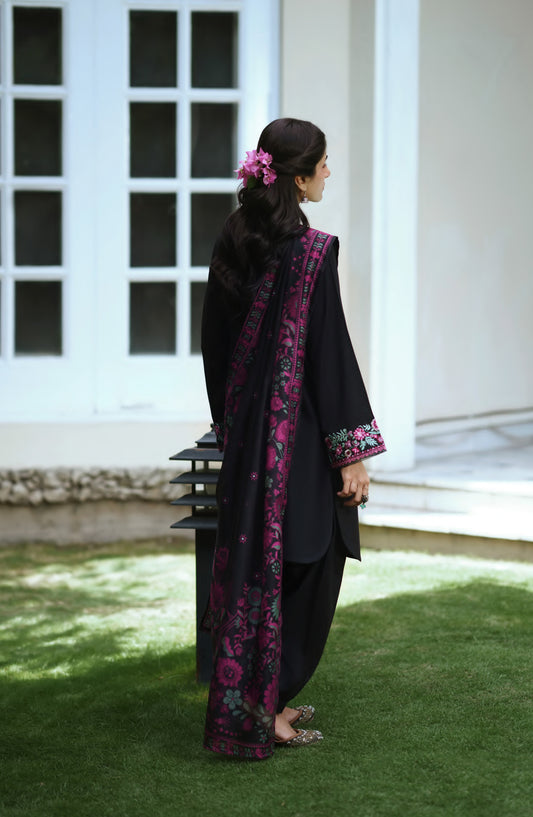 Breathe by Casual Lite Embroidered Cotton Cambric Stitched 3 Piece Suit - 04 Aisling Rose - CL26BRTH - Black - Summer Collection