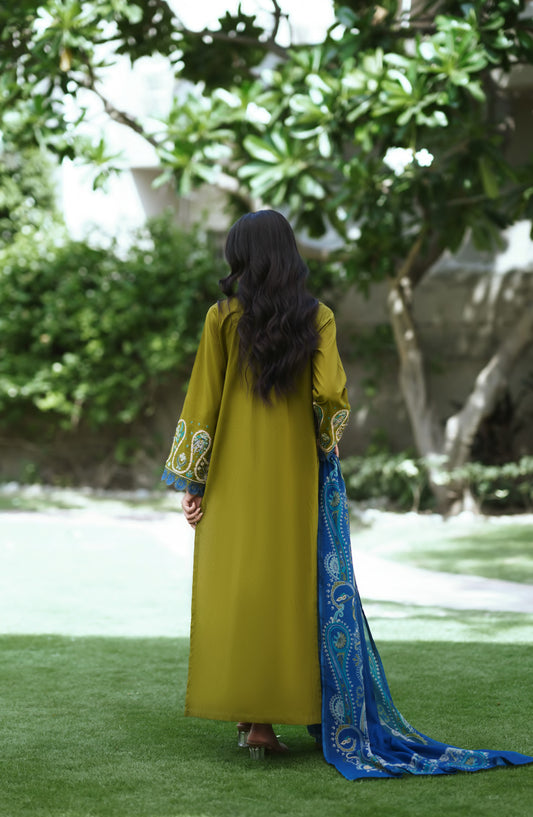Breathe by Casual Lite Embroidered Cotton Cambric Stitched 3 Piece Suit - 07 Elis Meadow - CL26BRTH - Green - Summer Collection
