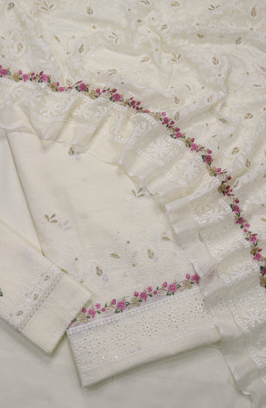 Breezea by Amna Khadija Embroidered Lawn Unstitched 3 Piece Suit - Design-04 - AM25BRZE - Fawn - Luxury Collection