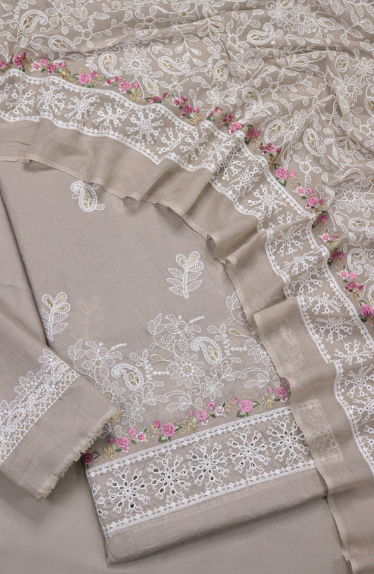 Breezea by Amna Khadija Embroidered Lawn Unstitched 3 Piece Suit - Design-03 - AM25BRZE - Grey - Luxury Collection