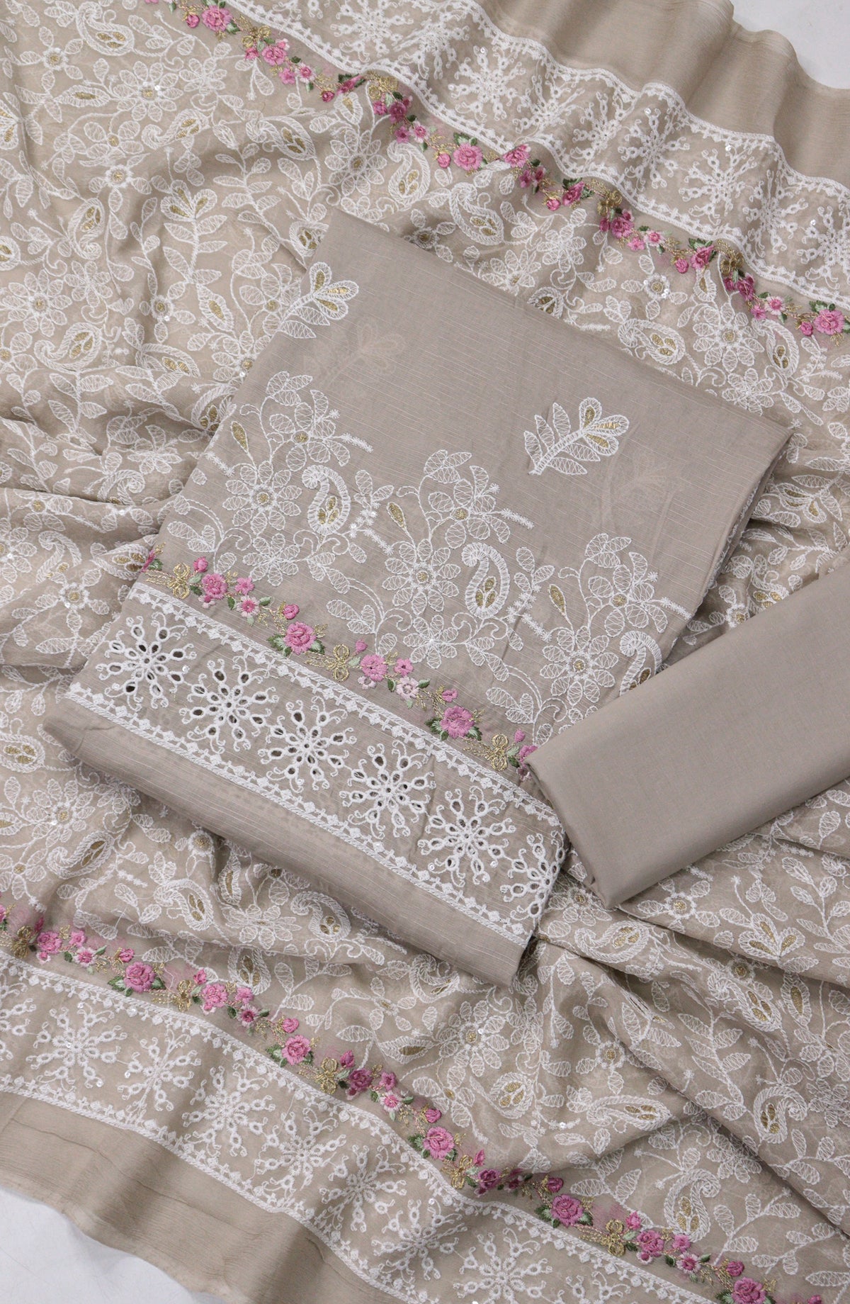 Breezea by Amna Khadija Embroidered Lawn Unstitched 3 Piece Suit - Design-03 - AM25BRZE - Grey - Luxury Collection