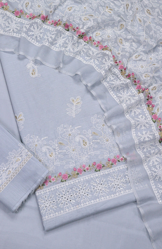 Breezea by Amna Khadija Embroidered Lawn Unstitched 3 Piece Suit - Design-02 - AM25BRZE - Blue - Luxury Collection