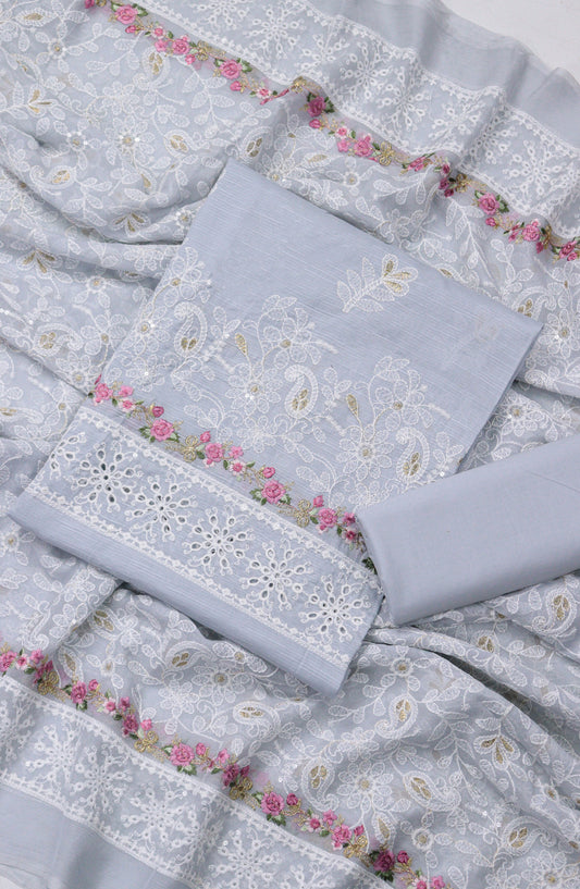 Breezea by Amna Khadija Embroidered Lawn Unstitched 3 Piece Suit - Design-02 - AM25BRZE - Blue - Luxury Collection