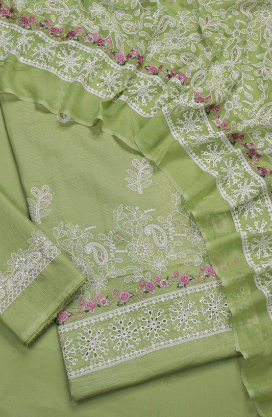 Breezea by Amna Khadija Embroidered Lawn Unstitched 3 Piece Suit - Design-01 - AM25BRZE - Green - Luxury Collection